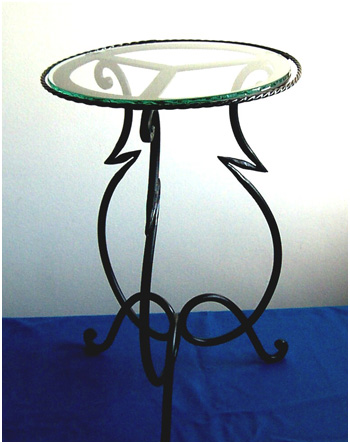Glass and iron table